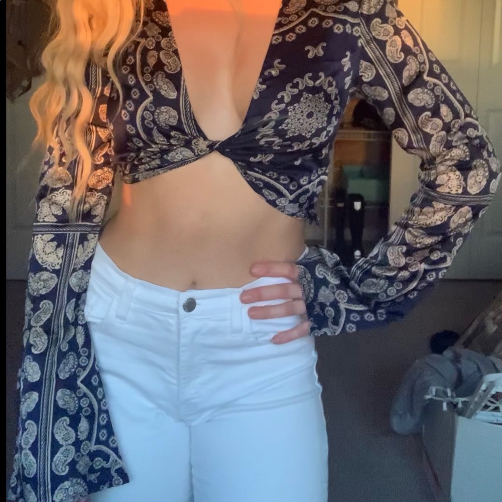 Missguided Bohemian Flared Sleeve Top